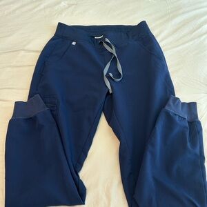 Figs Navy Joggers with Elastic Waistband and Textured Fabric